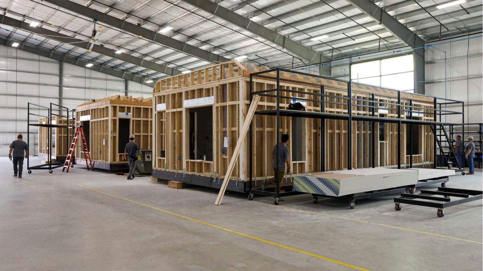 Modern modular building exterior in progress